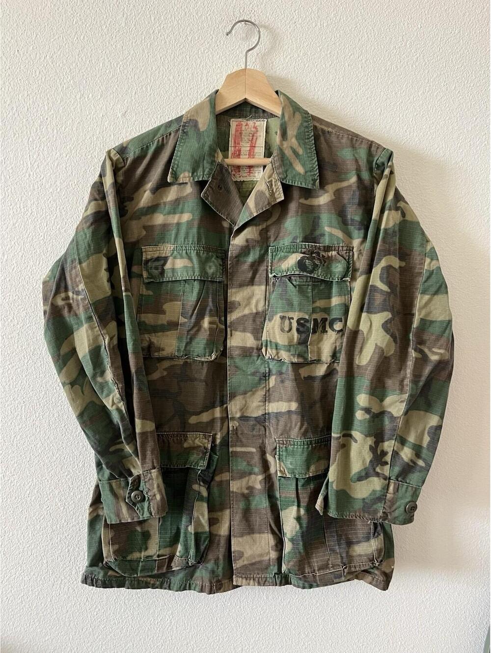 VTG 1970s USMC ERDL Woodland Camo BDU Jacket Small⁠